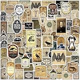 JUNEBRUSHS 324 Pcs Potion Labels, Vintage Gothic Aesthetic Dark Aesthetic Apothecary Wine Bottle Vinyl Retro Witchy Stickers for Laptop Junk Journal