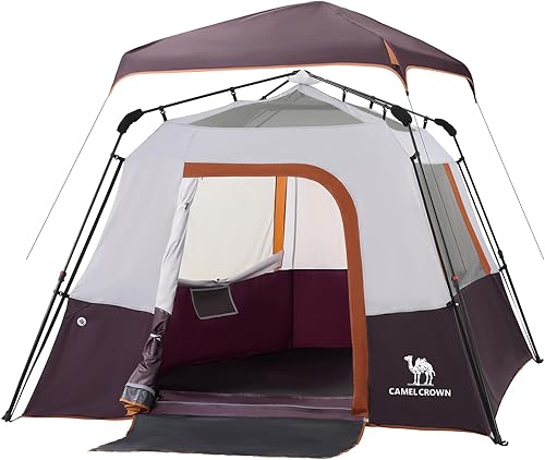 Camping Tents 46 Person Pop Up Instant Tent - Setup in 60s for Family Camping, Windproof Design, Family Cabin Tent with Rainfly & Backpack Carry Bag