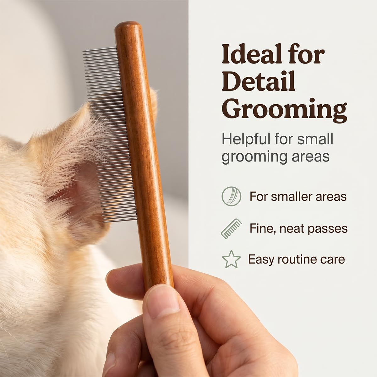 Pet Pro Grooming Tool for Dogs & Cats, 2-in-1 Blue Deshedding Brush & Wooden-Handle Steel Comb, Undercoat Rake for Long Hair Thick Coats, Painless Dematting Removes Tangles Knots & Loose Fur
