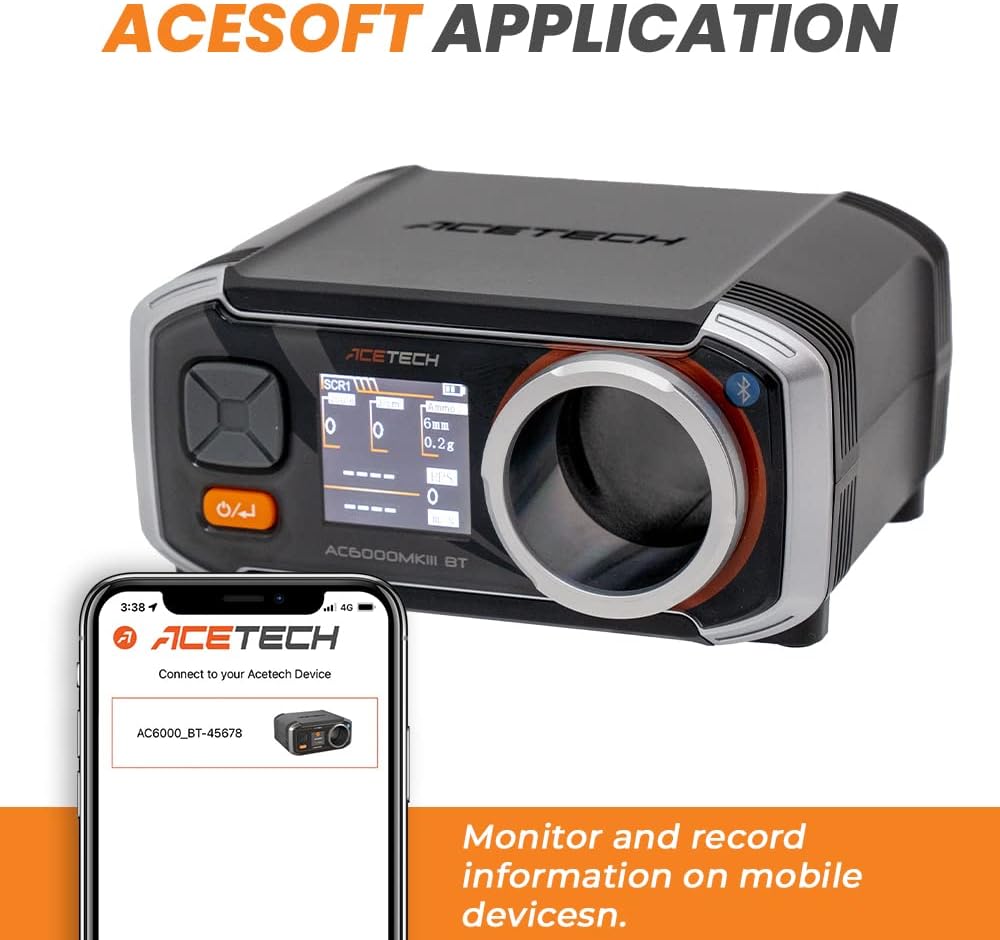 ACETECH Airsoft Chronograph AC6000MKIII 30 to 400 m/s Measurement Shooting Speed Tester Chrono with Colorful LCD Display for 4.5mm/6mm/8mm/9mm BB