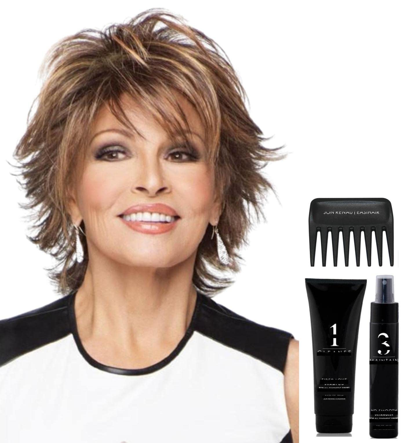 Raquel Welch & Christy's WigsBundle - 5 Items: Trend Setter Large Wig by Raquel Welch, Christy's Wigs Q & A Booklet, 2oz Travel Size Wig Shampoo, HD Smooth and Wide Tooth Comb - Color: SS23
