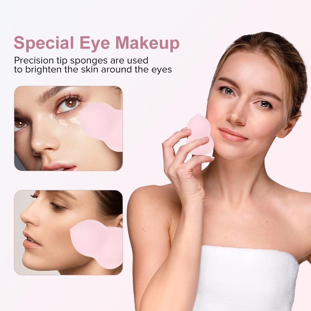 Juego de esponjas de maquillaje, 3 esponjas de mezcla de maquillaje, esponjas de belleza, esponja de base para base natural, esponja de maquillaje multicolor, espuma sin látex