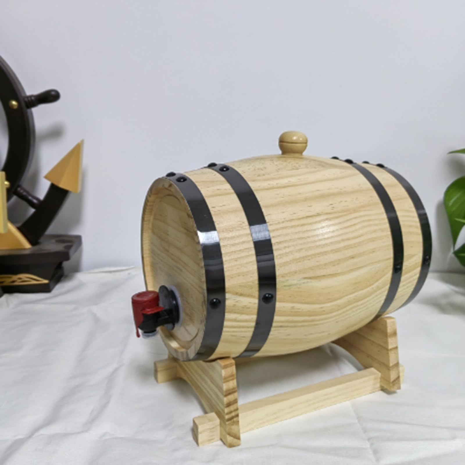 Perfk Botte di Vino e Whisky in Quercia - 1L/1.5L/3L Grande Capacità Con Rubinetto e Supporto - 3L
