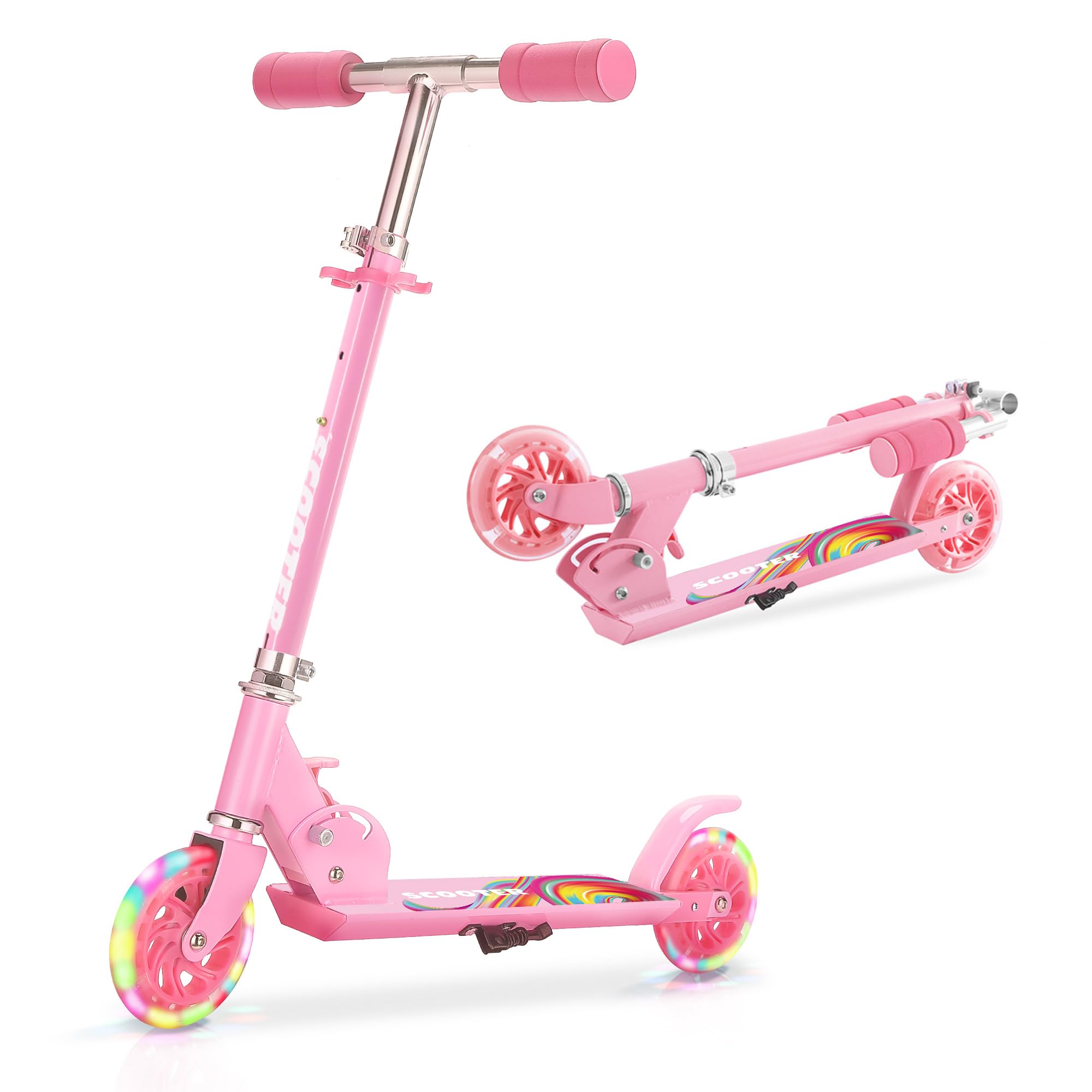 Tenboom キックボード キックスクーター 子供用 LEDタイヤ スタンド付…