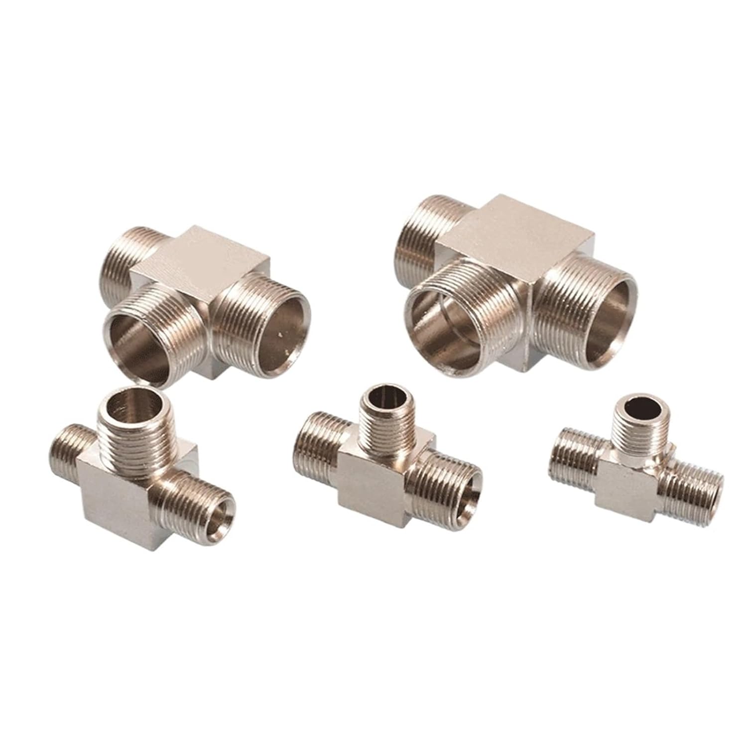 10PCS 8/10/12/14/16/18/20mm Brass Tee 3-Way Pipe Fitting Connector for Water/Gas/Oil(M16x1mm)