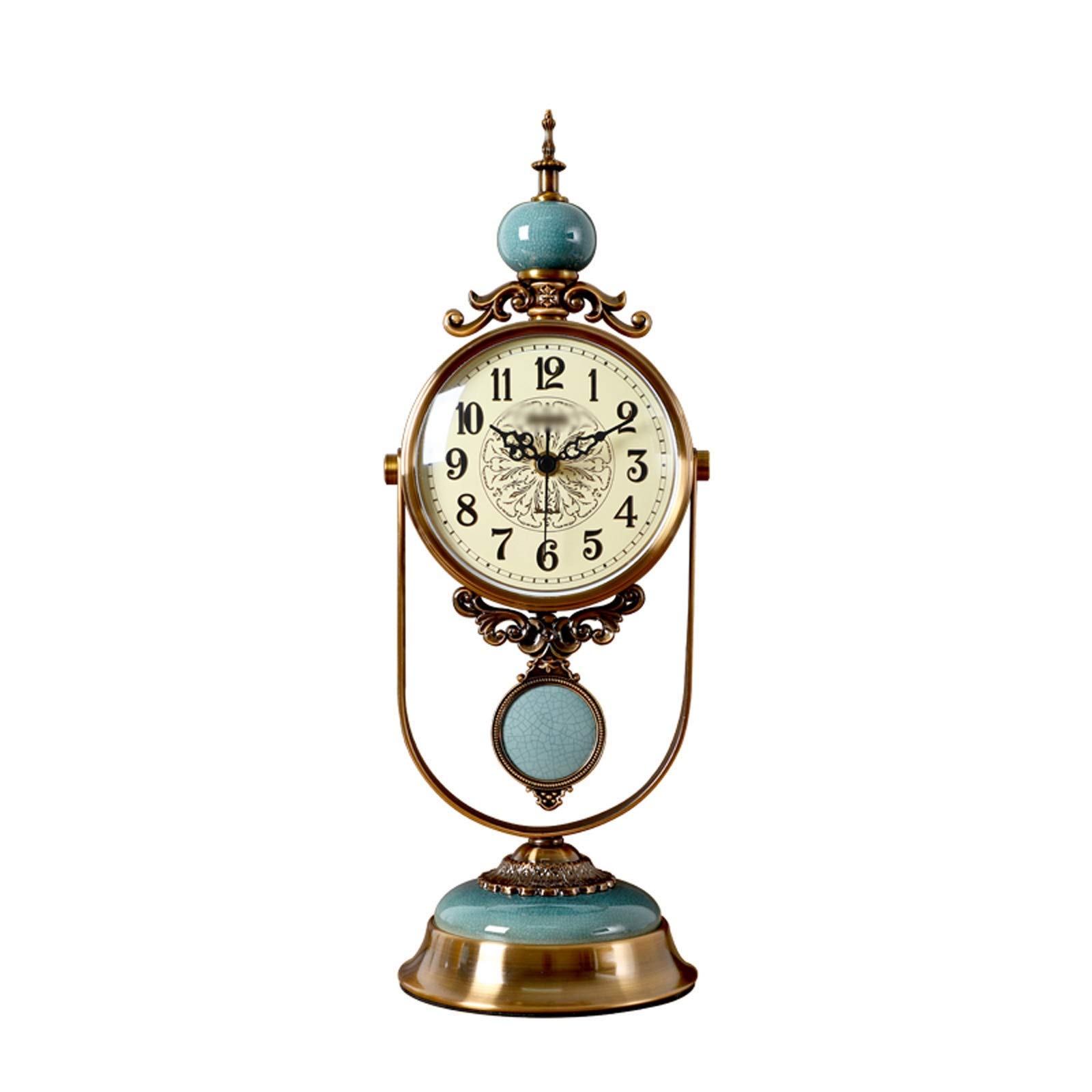 Reloj de escritorio silencioso y grande con péndulo decorativo de cerámica elegante