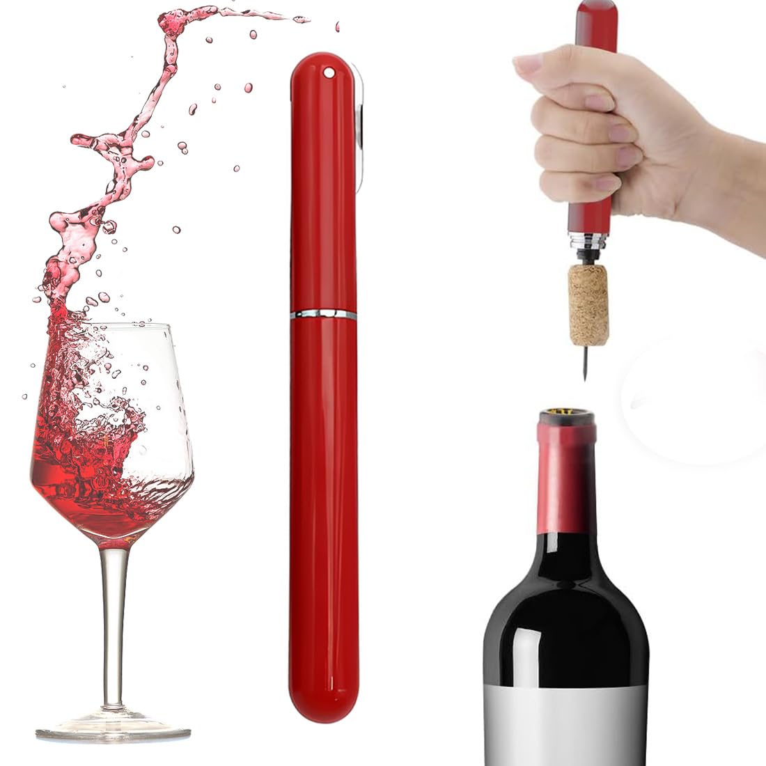 Sacacorchos Aire Presión Profesional Acero Inoxidable Abrebotellas Premium Regalo Hombre Original Accesorio Vino