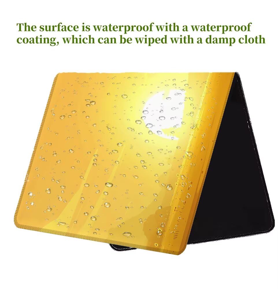 Alfombrilla Ratón, Alfombrilla Gaming Amarillo XXL 1200x600x3mm, Extendida Base de Antideslizante Caucho Mouse Pad Sol, Protector Escritorio con Bordes Cosidos, Mejora la precisión y la Velocidad L-2