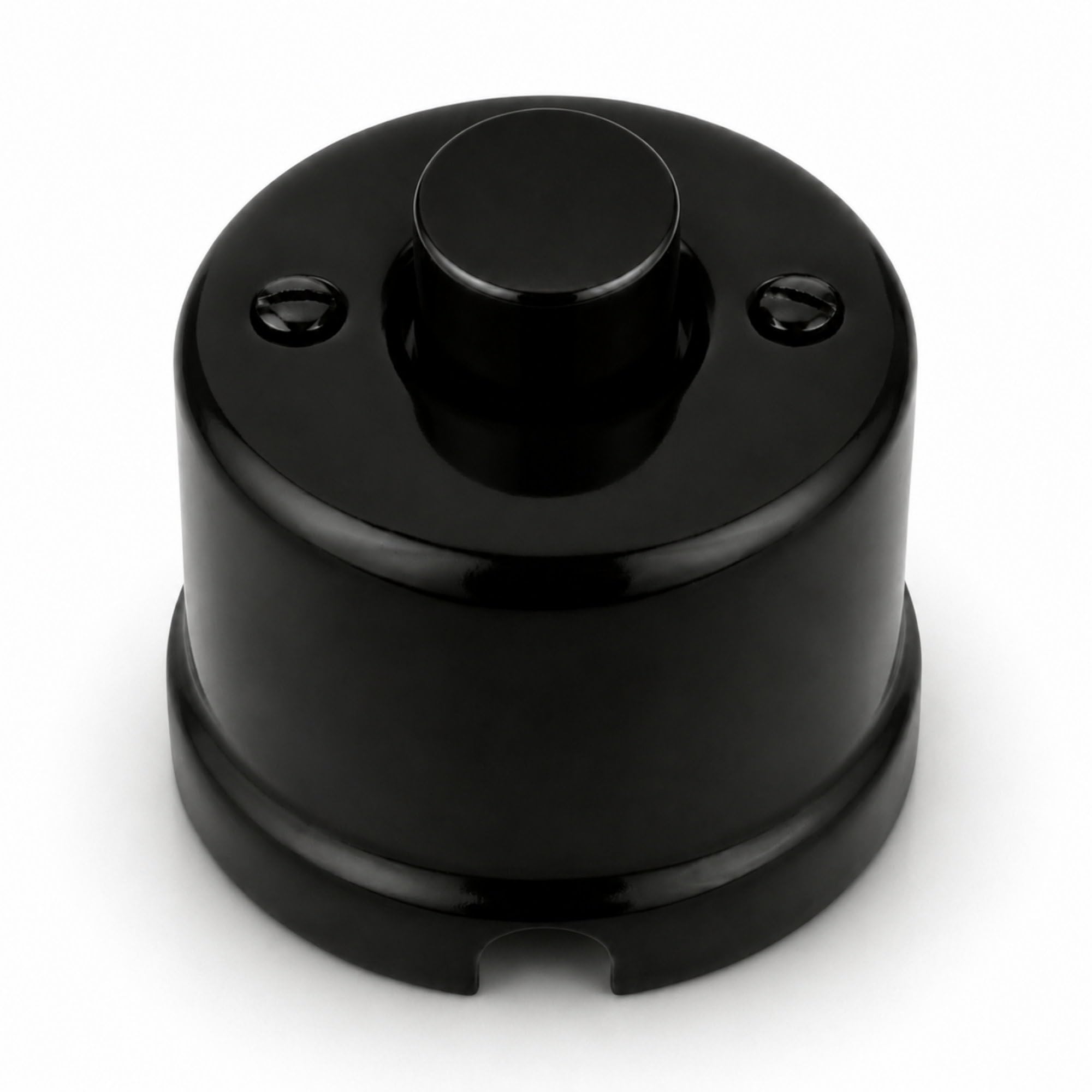Dimmer girevole a LED in porcellana retrò, All-in-One, serie QR1, nero | Vera porcellana con dimmer LED universale