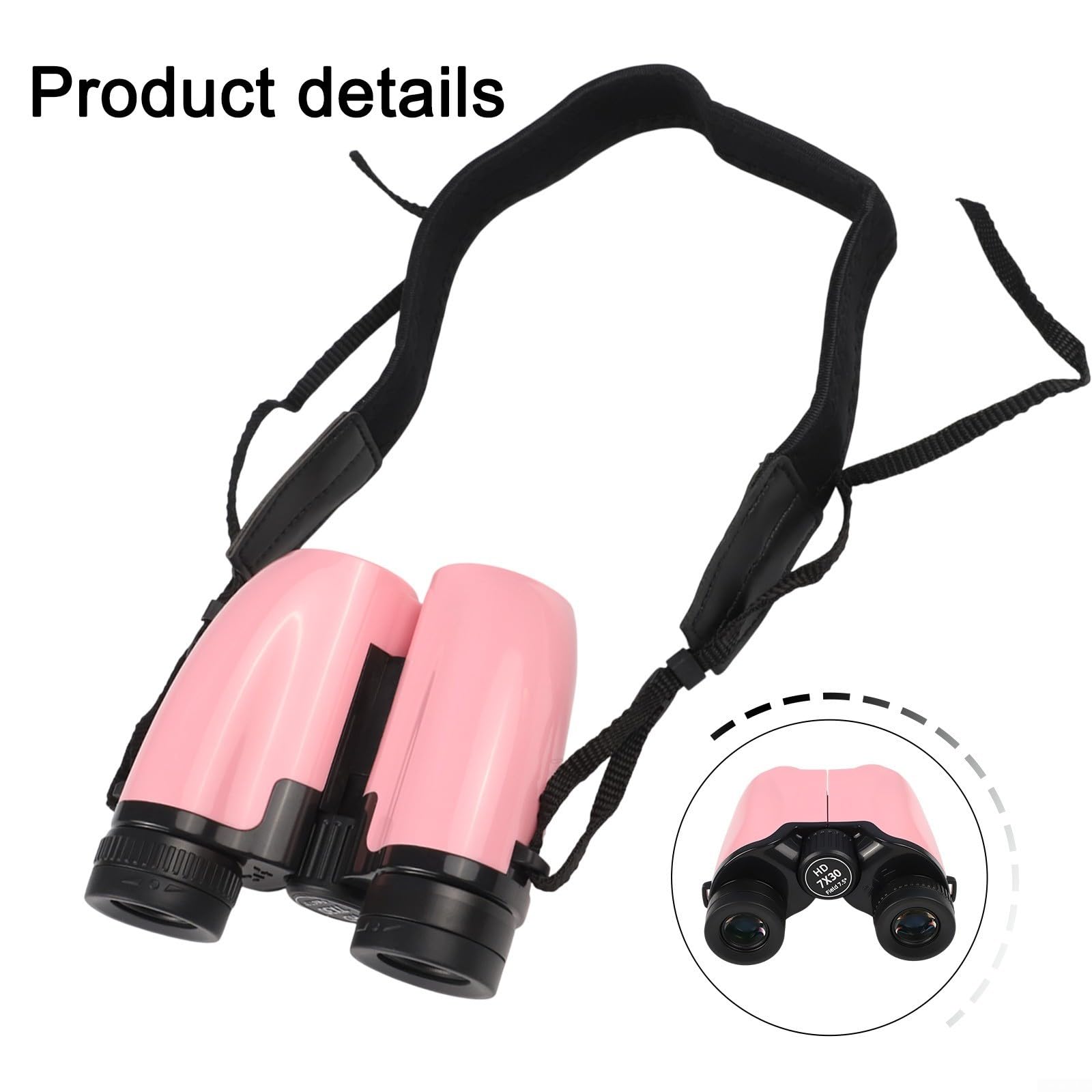 Binocolo compatto con ingrandimento 7x con ampio campo visivo, binocolo tascabile leggero per concerti, osservazione delle stelle, eventi sportivi e viaggi all'aperto (rosa)