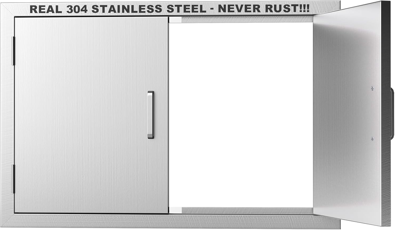 Outdoor Kitchen Door 35" W x 24" H-304 Stainless Steel Never Rust Cabinet Door-Double Layer-BBQ Access Doors-Weatherproof GrillDoor-Flush Mount BBQ Island Doors-MetalDoor for Outdoor Indoor Kitchen