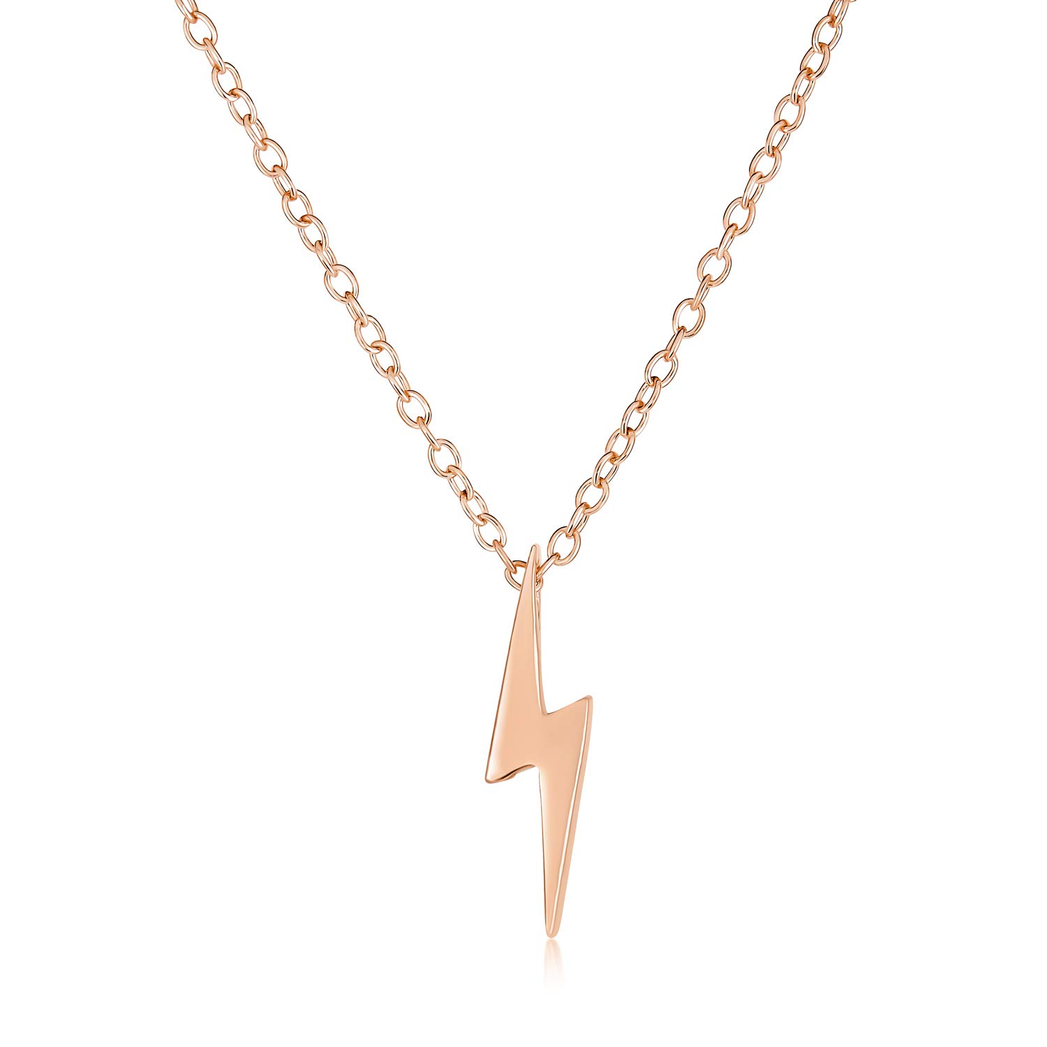 Pendientes De Tachuelas Colgantes En Forma De Rayo En Zigzag Geométrico Electrificado Con Flash De CZ Y Collar Para Mujeres Y Adolescentes Chapado En Oro Rosa Amarillo .925 De Plata Esterlina