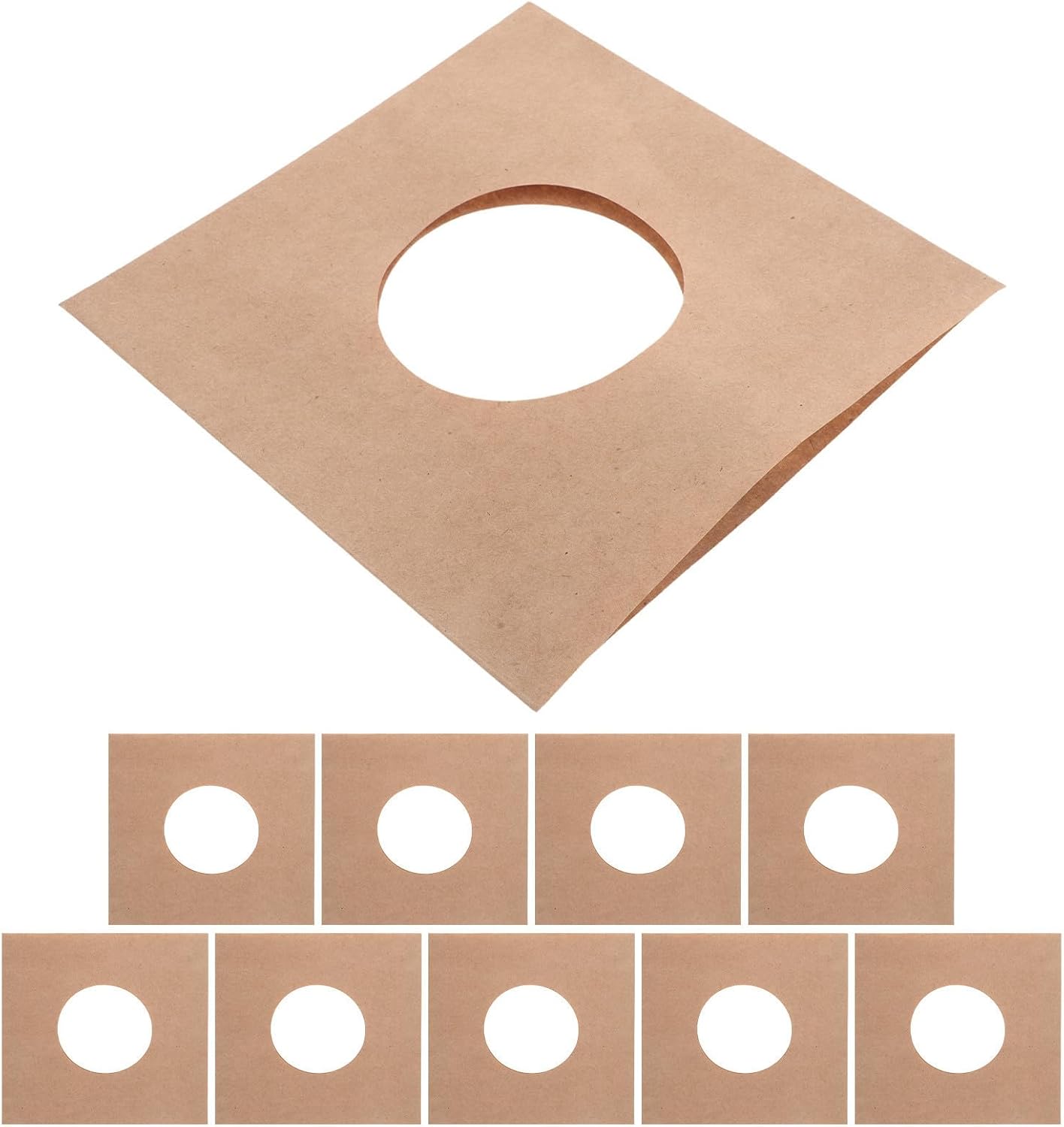 Inch Vinyl Record Sleeves Right Angle Covers 10 Pcs Kraft Paper | Khaki with Holes, Snug Fit for Spare and Replacement, Collection Storage for Albums and Records