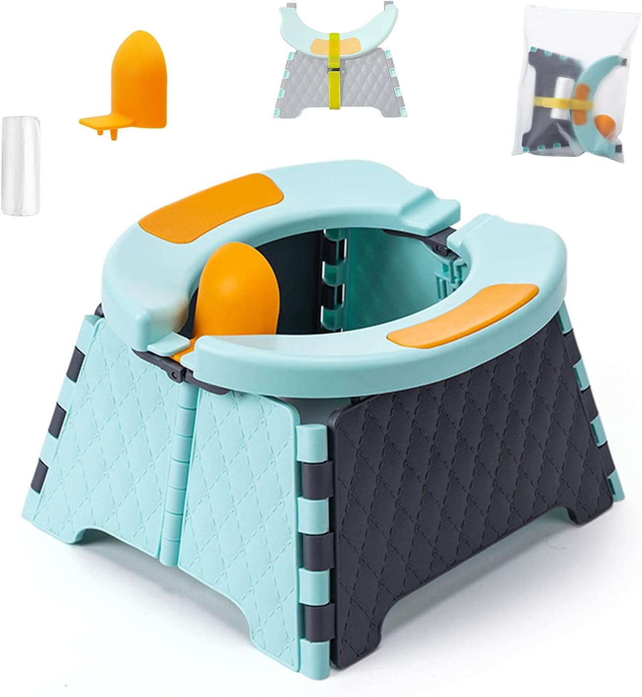 Portable Potty for Toddler Travel, Potty Training Seat, Foldable Potty Seat Travel Potty for Kids Car Potty Boys Girls Reusable Emergency Toilet for Home Outdoor