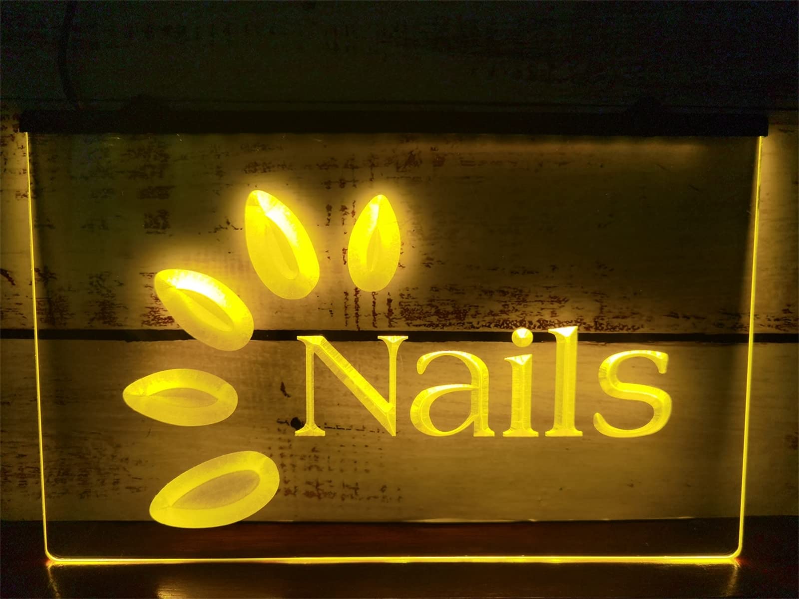 KEYQEEN Insegna al Neon LED Nails & Spa, Salone di Bellezza Decorazione murale a Due Colori Luci al Neon dimmerabili USB insegna Luminosa acrilica,White Green,40x30cm