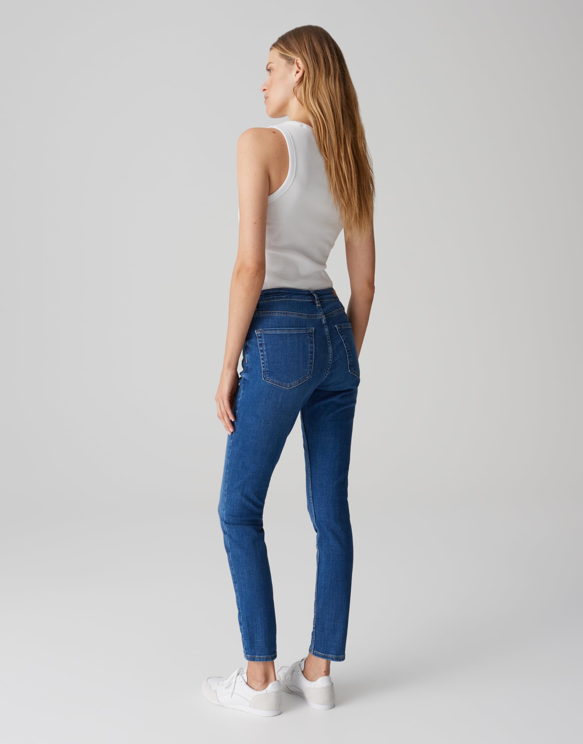 OPUS Damen Skinny | Skinny Jeans ELMA Strong Blue Low Rise aus stretchigem BCI Cotton Mix