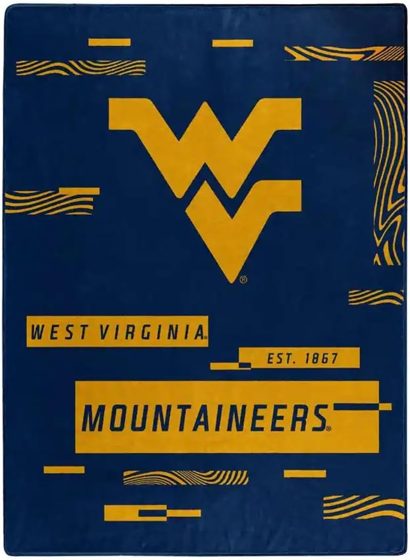 Northwest Company NCAA Digitize Design Plush Raschel Thow Blanket, 60"x80" (West Virginia Mountaineers)