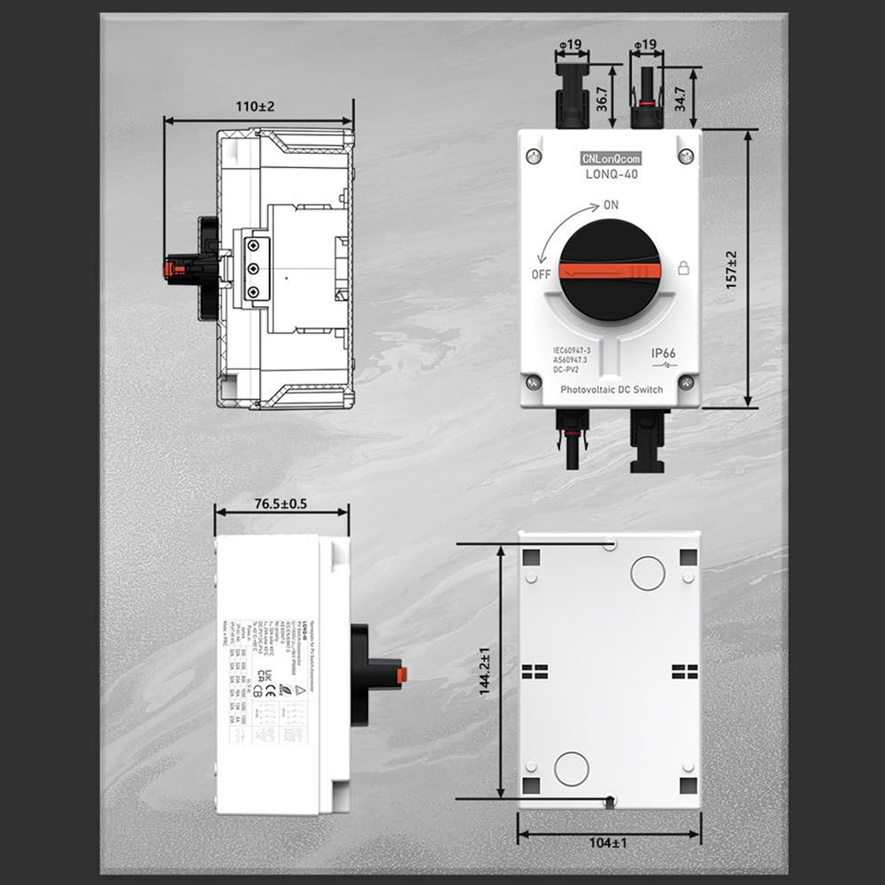 Solar Fotovoltaico DC Switch IP66 Impermeabile Sistema Solare PV Isolatore per Camper Navi Case Fotovoltaico DC Isolamento Switch DC 1200V 40A