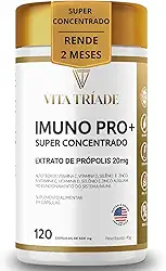 Vitamina para imunidade Concentrado com Vitamina C, D3, Zinco, Selênio e Própolis Verde – IMUNO PRO+ Vita Tríade – 120 Cápsulas