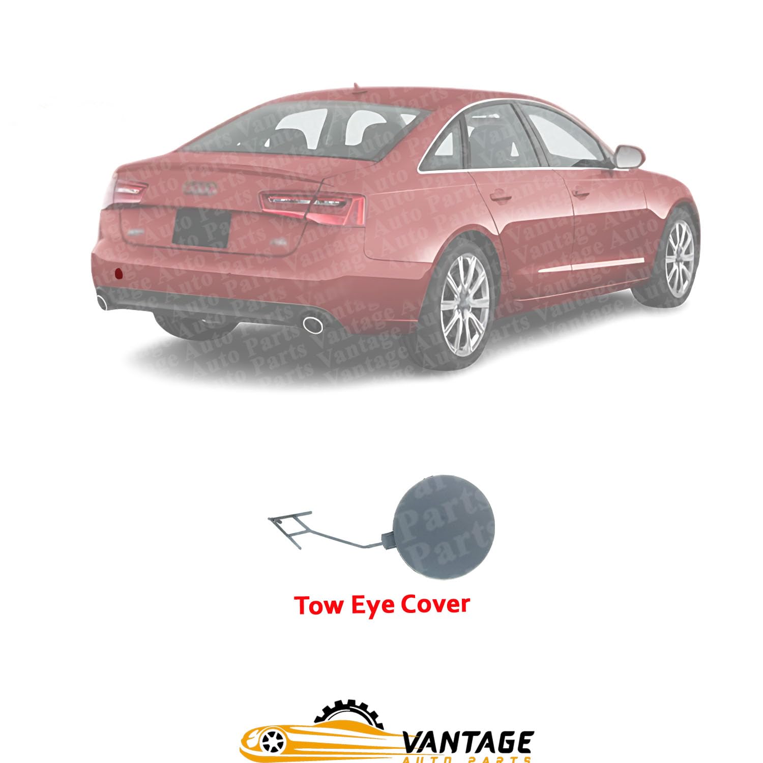 Vantage Auto Parts - Rear Tow Eye Cover Compatible with Audi A6 / Quattro 2012-2015 | Direct Replacement | Primed | 4G5807441GRU | AU1129101