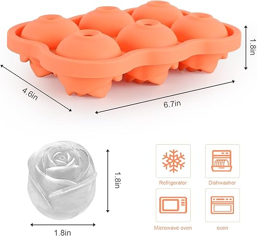 Miniatura 4 de Bandeja para cubitos de hielo, 6 bolas de hielo grandes de 1.8 pulgadas, molde de silicona de fácil liberación para cócteles, bebidas, whisky,