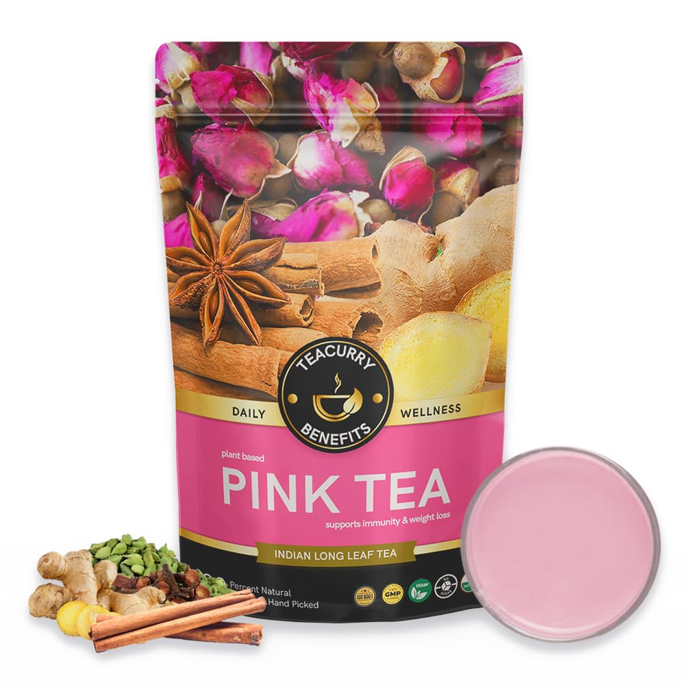 TEACURRY Pink Tea Mix - 50 Gms Loose Tea | Pink Tea Mix Helpful For Immunity, Pink Tea for Weight Loss and Bone Health | 100% Natural Pink Tea Kashmiri Leaves