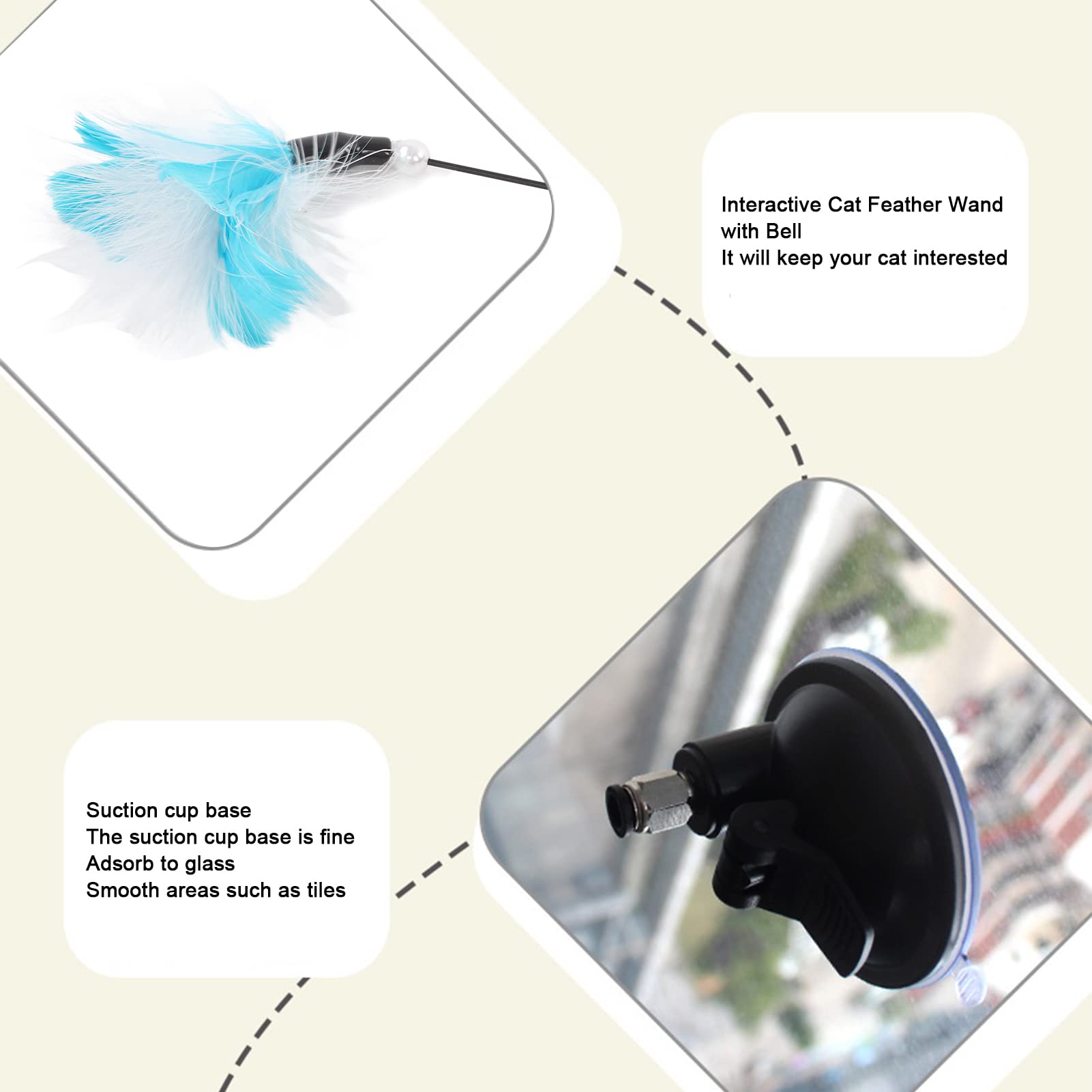Juguetes Para Varita Para Gatos, Juguetes De Plumas Para Gatos Con Campana, Ventosa, Palo Para Gatos, Caña De Pescar Para Gatos, Juguete Interactivo Para Gatos, Juguetes Para Gatitos(Azul)