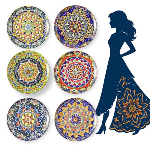 AHX Keramik Teller Set für 6 Personen - Bunte Speiseteller für Salat, Steak & Hauptspeise - Großes Boho Essteller Set - Spülmaschinenfest und Mikrowellengeeignet - 26,7 cm AHX Keramik Teller Set für 6 Personen - Bunte Speiseteller für Salat, Steak & Hauptspeise - Großes Boho Essteller Set - Spülmaschinenfest und Mikrowellengeeignet - 26,7 cm