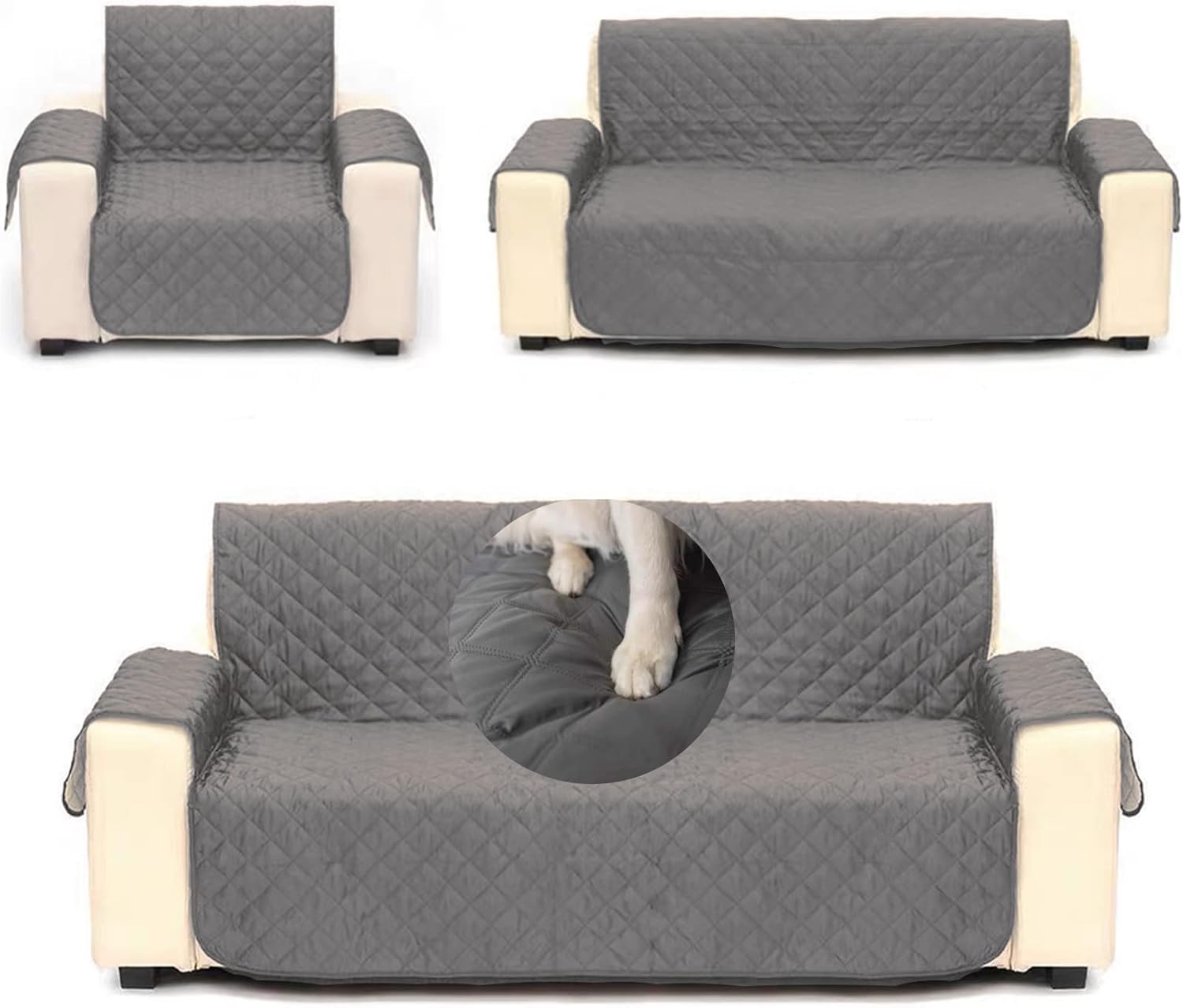 DKJBF Fundas de sofá seccionales,Cubre Salas 3 Piezas,Capitonado sin