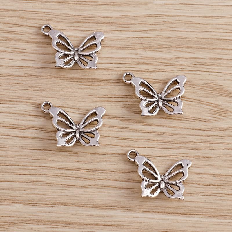 40Pcs Silver Plated Butterfly Charms Vintage Alloy Butterfly Pendants For Jewelry Making DIY Handmade Necklace Earrings Key Chain Accessories - Image 4