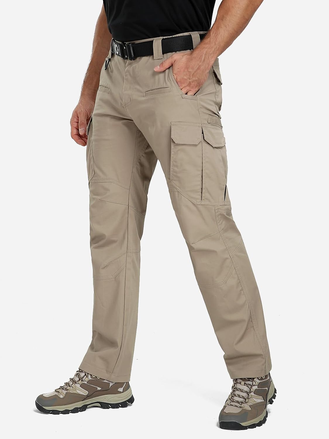 NAVEKULL Men's Flex Work Pants Stretch Ripstop Water-Resistant Utility Cargo Pants Lightweight Workwear Tactical Pants