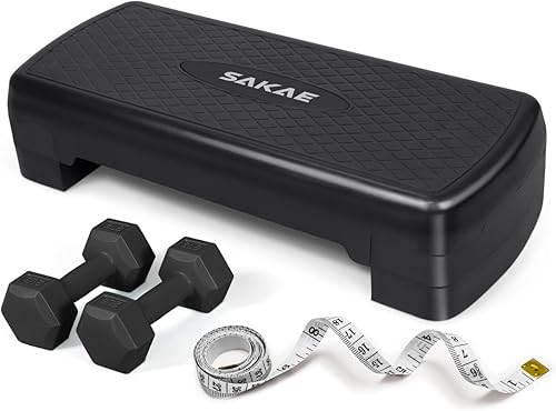 Vista 17 de Juego de pasos aeróbicos de altura ajustable, múltiples opciones de paquete con mancuernas, pesas rusas, reductor de cintura, pesas de tobillo