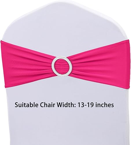 Miniatura 4 de JKDMJF Bandas para sillas de color rosa intenso, 50 unidades, bandas elásticas de elastano con hebillas deslizantes, lazos elásticos universales