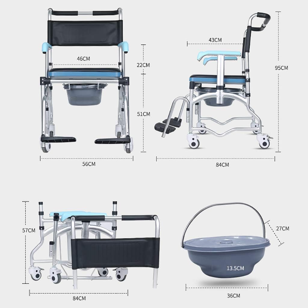 Medical Wheeled Detachable Commode Chair/Senior Bath Chair/Wheelchair with Brake Transport Chair