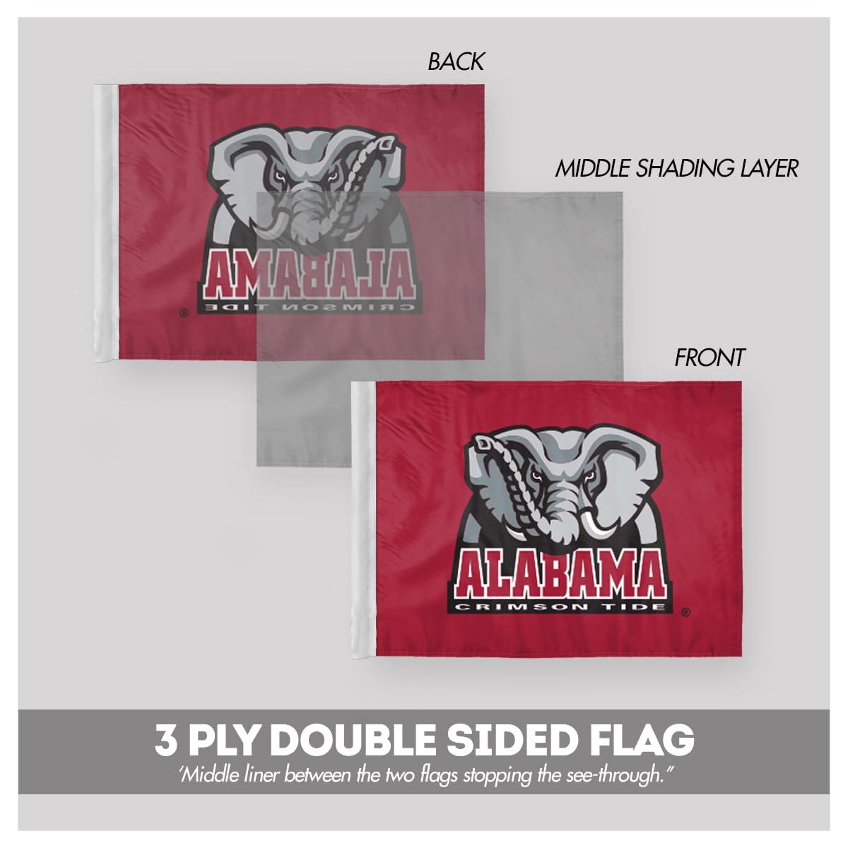 AGAS Alabama University Crimson Tide Football Big AL Crimson Tide Car Flags - 7.5x10.5 inch Double-Layered Printed Wrap Knitted Polyester - 13