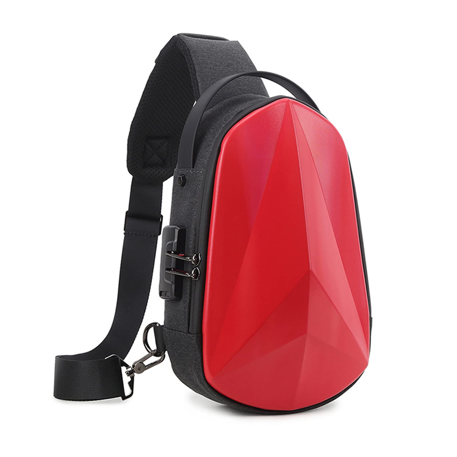 FANDARE Anti-Robo Bolsos Cruzados Bolsa de Pecho Bandoleras Cruzada con USB Sling Bag Impermeable para Hombre Mujer Colegio Viaje Ciclismo Hiking Camping Aptitud Daypacks Rojo