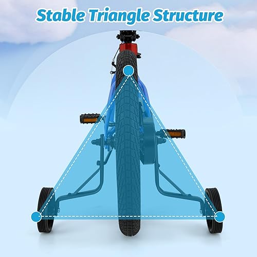 Miniatura 6 de Olakids Bicicleta para niños, 12, 14, 16, 18 pulgadas, con ruedas de entrenamiento, timbre de seguridad, asiento ajustable y manillar, freno de mano