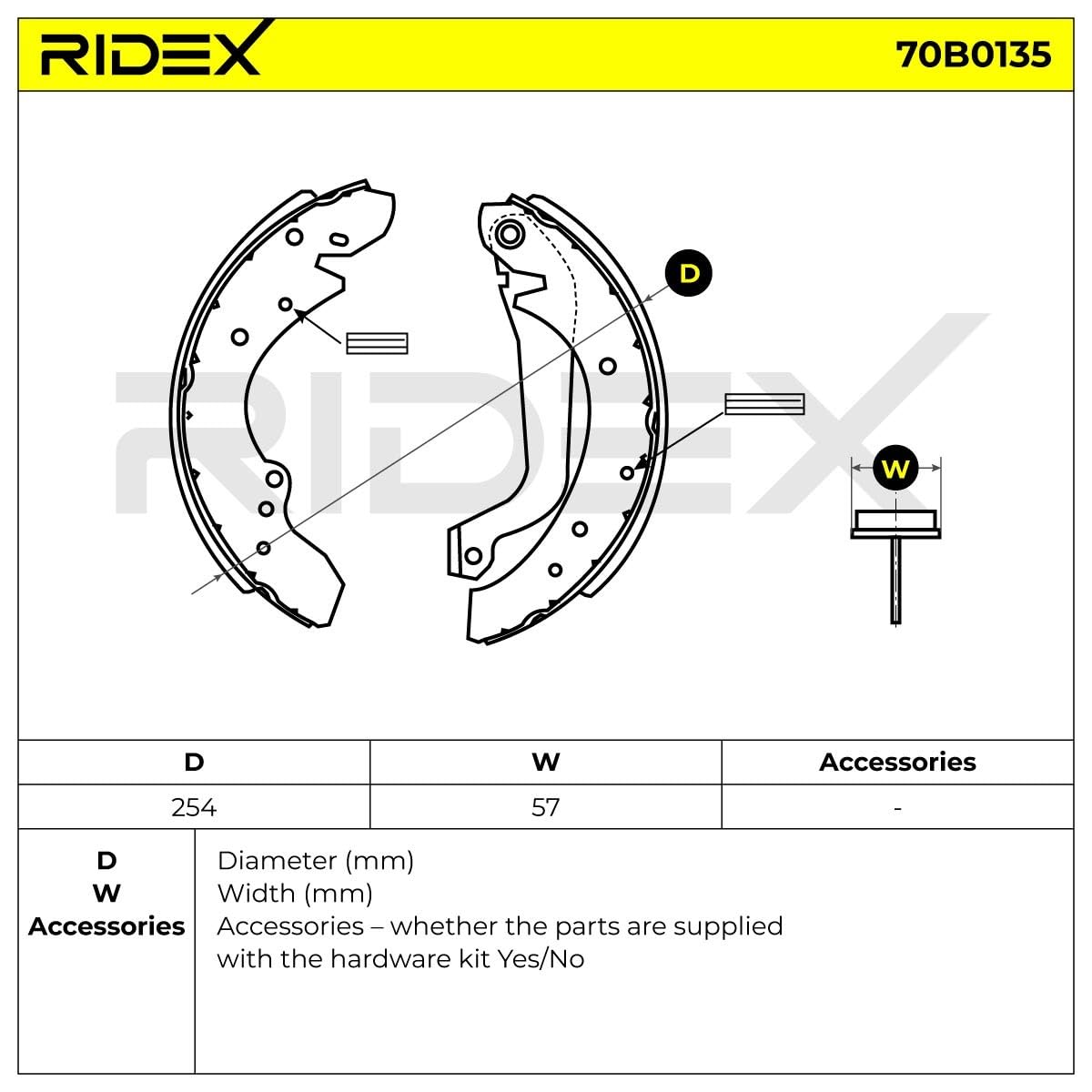 RIDEX 70B0135 Kit ganasce freni Posteriore con leva Compatibilità con OPEL Arena Bus A97