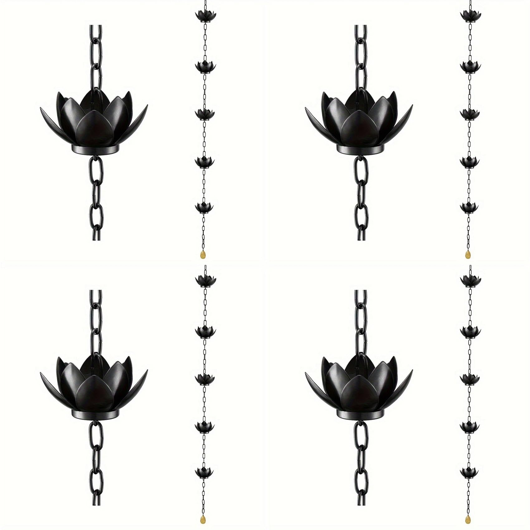 Vjsujehgy 4X Rain Chain, Rain Catcher Chain for Gutters Outside, Rain Chain Cups to Replace Gutter Downspout, Divert Water