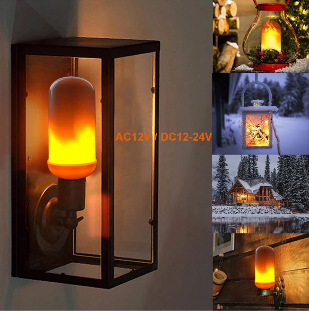 2-Pack AC/DC12V-24Volts LED Flame Bulb Low Voltage Fire Flicker Lights with  Upside Down Effect Outdoor Lighting 6W E26 Flaming Flicker Lights for  Halloween/Christmas/Bar/Party/Hotel Decoration - - Amazon.com