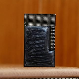 High-End Pure Brass Gas Lighter, Creative and Unique Ink Shadow Frost Pattern, Flip Cover with Crisp Piano Sound, Cigar Candle Men's Cool Lighter(B)