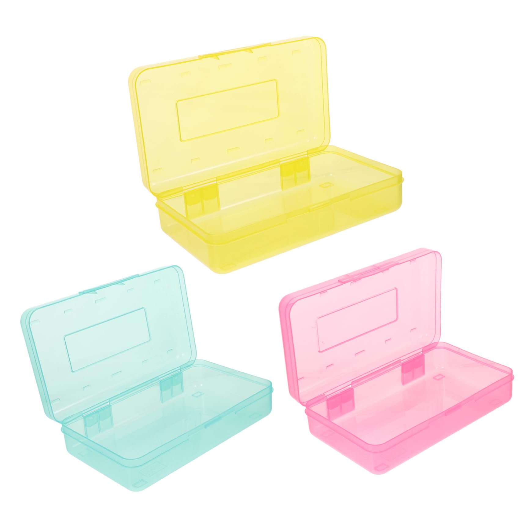 Tofficu 3 Pezzi Astucci Trasparenti Plastica per Matite da Contenitori per Cancelleria con Sicuro Organizer Capacità per Scuola e Ufficio Colori e Giallo