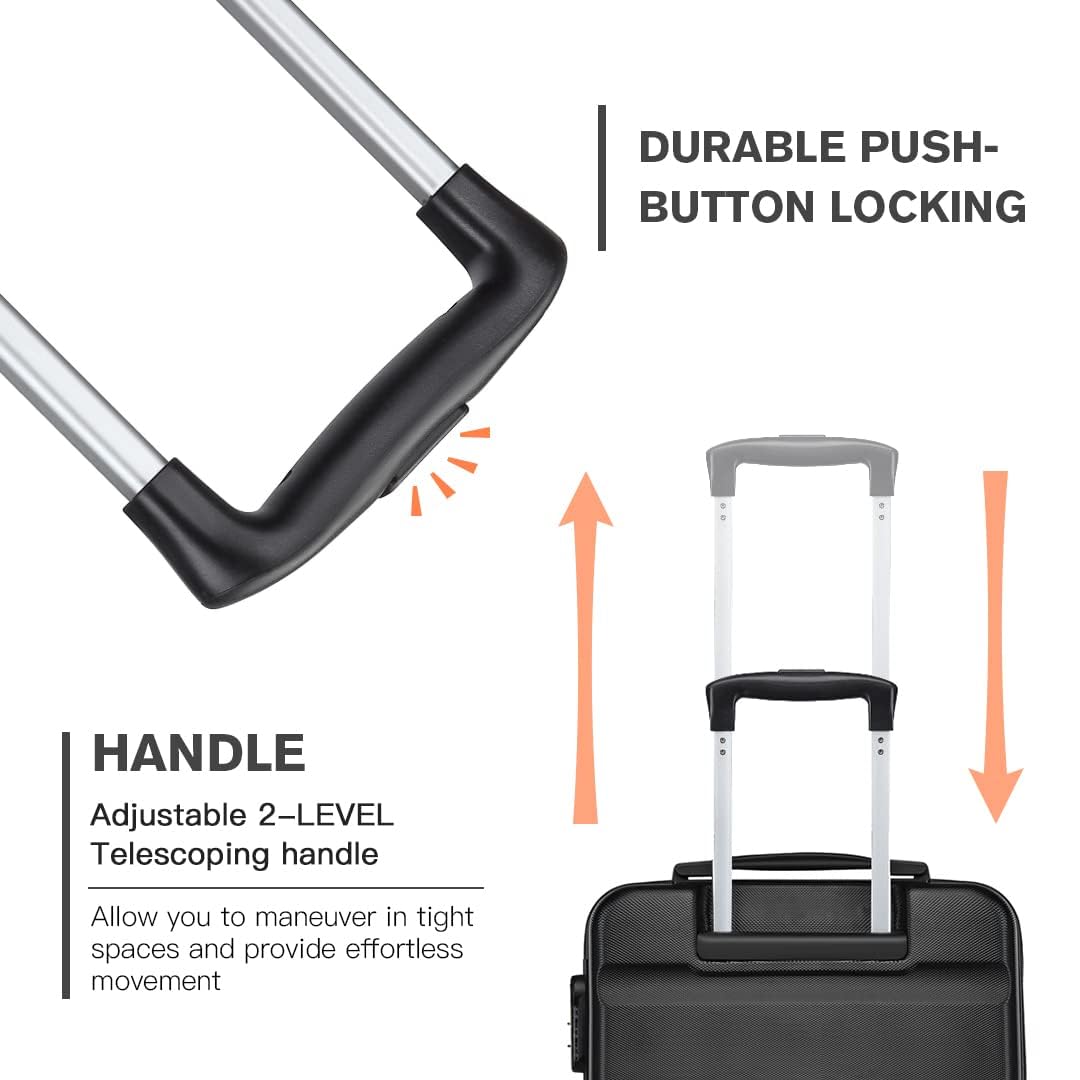 KONO Rigidi e Durata Valigia Alta Qualit ABS Valigie Trolley con 4 Ruote Rotanti e Lucchetto Combinazione Quadrante