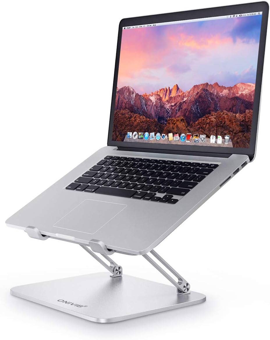 Laptop Computer Stand, Adjustable Tablet Holder Desk, Foldable Wide Compatible(10-17 inches) Computer Lapdesks, for MateBook Notebook-(Silver)