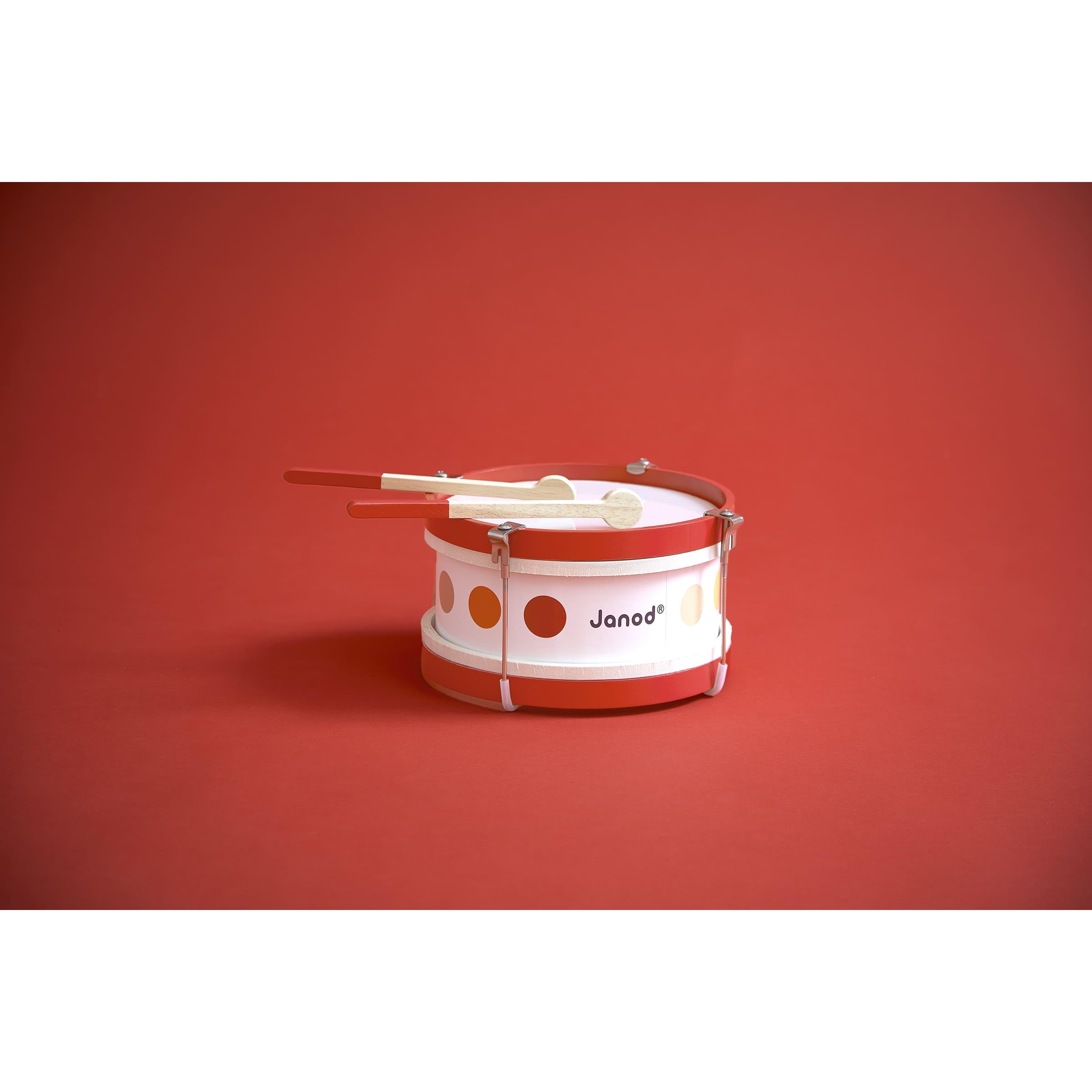Janod - Il Mio Primo Tamburo Coriandoli (Legno), Strumento Musicale per Bambini, Giocattolo Di Imitazione e Risveglio Musicale - Da 2 Anni in su, J07608