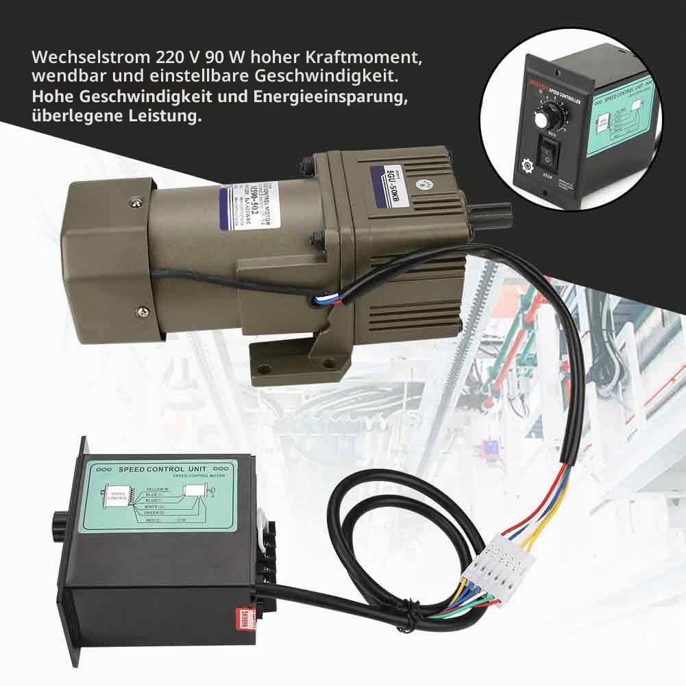 Elektrischer Getriebemotor, AC 220V 90W Einphasen-Asynchrongetriebemotor Verzögerung einstellbare Drehzahl(50K)