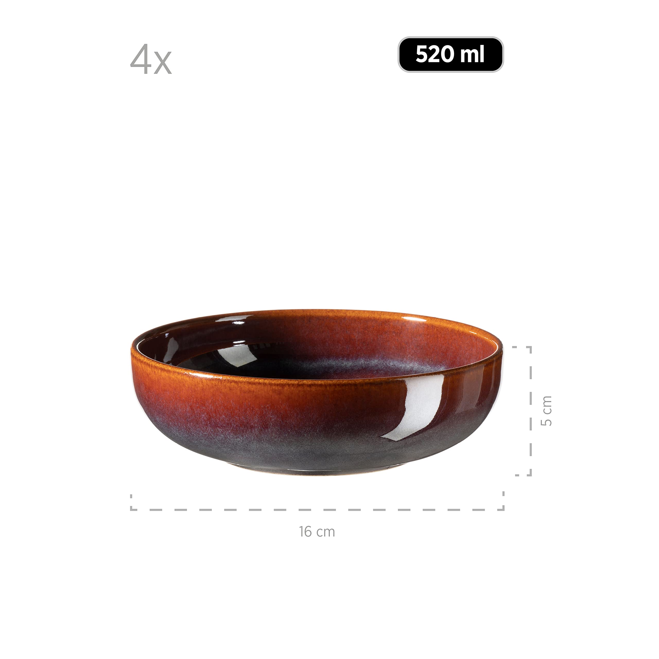 MÄSER Serie Elina Uno, Modernes 5-teiliges Bowl Set aus Keramik mit unregelmäßiger Effektglasur, 1 Schüssel groß und 6 Schalen für Salat, Müsli, oder Suppe, Steinzeug, Jungle