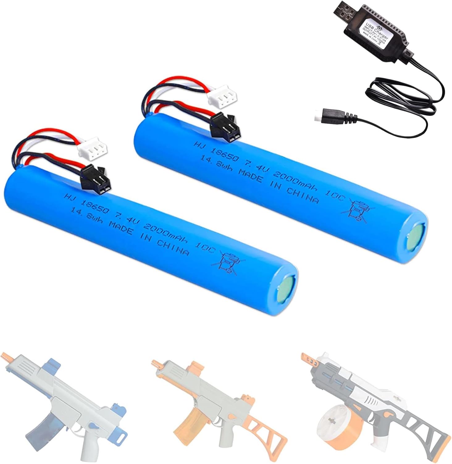 7.4V 2000mAh Battery for Splatter Ball Gun Gel Bead Blaster