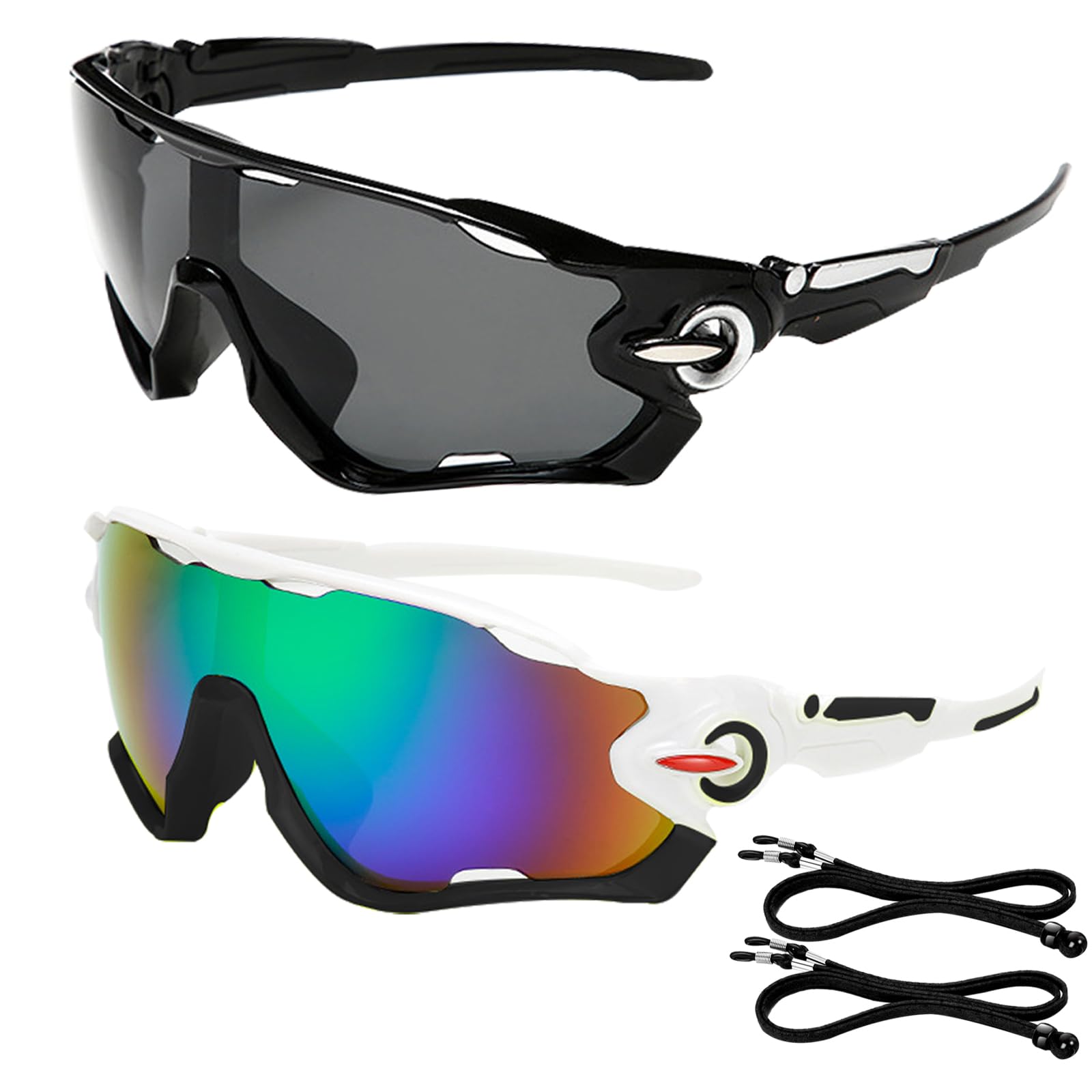 BSITSSS 2 PCS Gafas de Ciclismo, Gafas Ciclismo Hombre, Gafas Running Hombre Mujer, UV400 Protección Uv Protección, Gafas de Sol Deportivas, para Andar en Bicicleta, Correr, Escalar, Camping