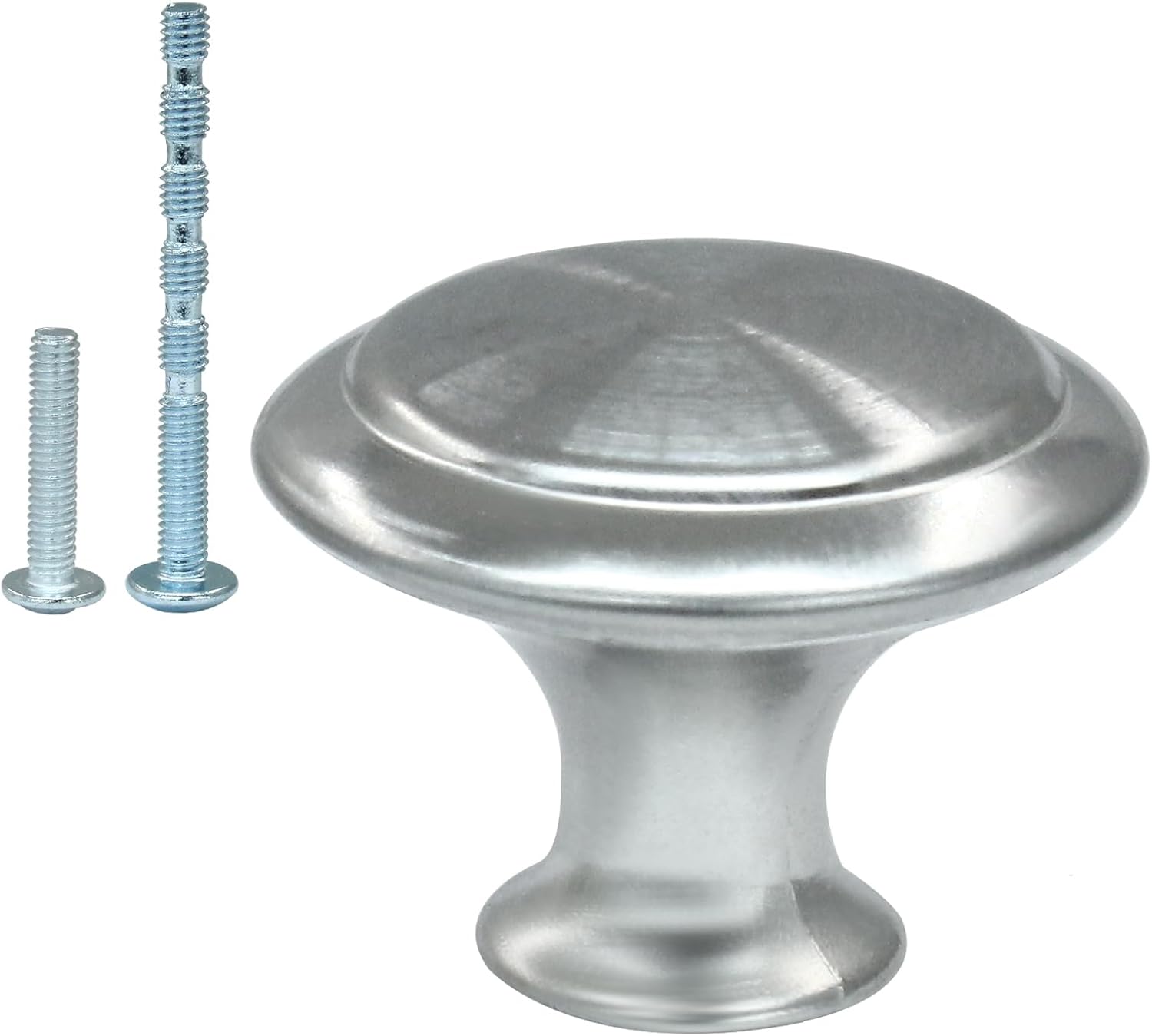30Pcs 30mm Brushed Cabinet Knobs Black Kitchen Cabinet Pulls, Stainless Steel Bureau Round Drawer Handles with Screws for Dresser